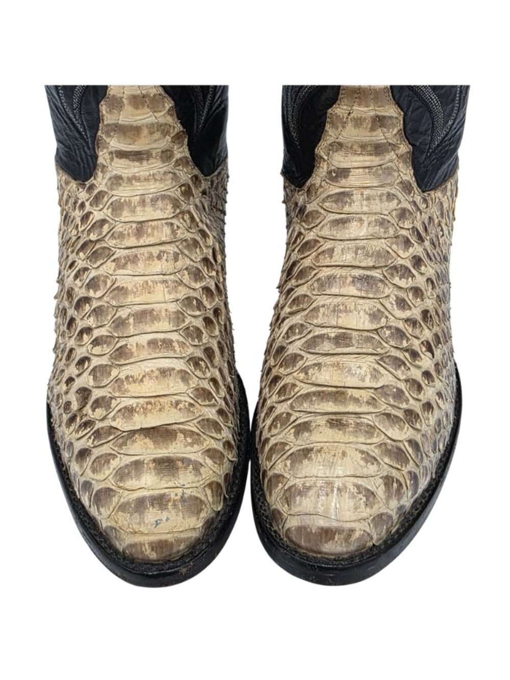 MINT - Vintage Python Mens 11D Natural Snakeskin Cowboy Boots Remington Exotic - Picture 2 of 16